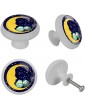 Cute Two Owls with Moon Stars Drawer Knobs Dresser Knobs Door Handle Cupboard Pull Kitchen Cabinet Knobs for Dresser Drawers 4 Pack - B09ZKXVVKPT