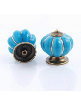 nulala 10pcs Ceramic Vintage Pumpkin Cabinet Drawer Knob Door Handle Blue - B07KQ6Y31DW