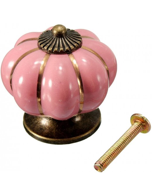 Revesun 4pc Pink Ceramic Pumpkin drawer knobs vintage Handle Pull Knobs - B014R2D1IOQ