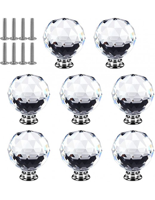 Shoze 8Pcs Crystal Door Knobs 40mm Clear Diamond Glass Door Knobs Crystal Drawer Knobs for Wardrobe Cabinet Handle - B08FJ6RH6YS