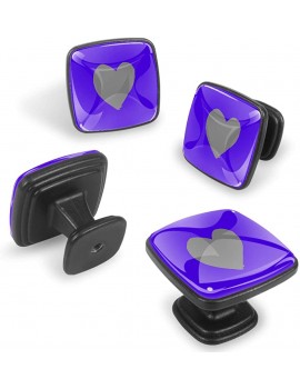 Square Handle Knobs Grey Heart Dark Purple - B09W77HYD6E