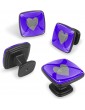 Square Handle Knobs Grey Heart Dark Purple - B09W77HYD6E