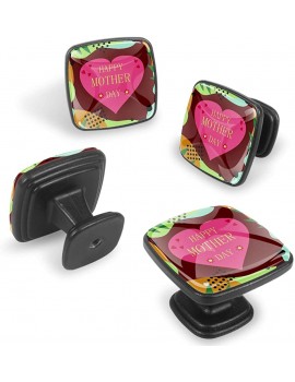 Square Handle Knobs Happy Mothers' Day,Dark Red - B09W77LWTCI