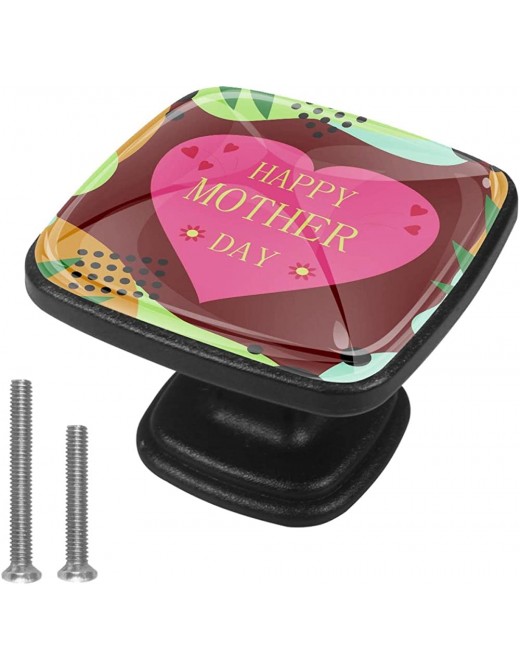 Square Handle Knobs Happy Mothers' Day,Dark Red - B09W77LWTCI