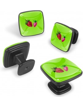 Square Handle Knobs Strawberry Watercolor Grass Green - B09W786SH7H