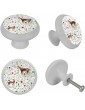 Watercolor Deer Flowers and Leaves Drawer Knobs Dresser Knobs Door Handle Cupboard Pull Kitchen Cabinet Knobs for Dresser Drawers 4 Pack - B09ZH1GNFWY