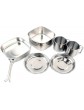 Antcher Camping Mini Cookware Stainless Steel Mess Kit Backpacking Cooking Tool Set Pot Pan Spork Cup Picnic Cooking Equipment 6 Pieces for Hiking Outdoors - B07CZ6LSRMP