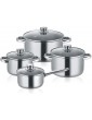 Berndes New Roma 4-Piece Saucepan Set Stainless Steel Induction Pots with Lid - B08LZK85SHV