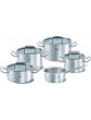 Fissler original-profi collection Pan 5-Piece Set With Stewing Pan Stainless Steel Cooking Pot Set with Glass Lid - B003TJMSB8S