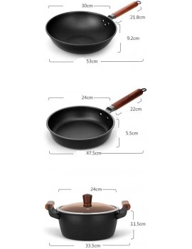 GYZCZX 3PC Household Iron Pot Cooking Soup Pot Sturdy Fine Iron Pot Uncoated Non-stick Cookware for Store Camping Kitchen Home - B096MHH8CSQ
