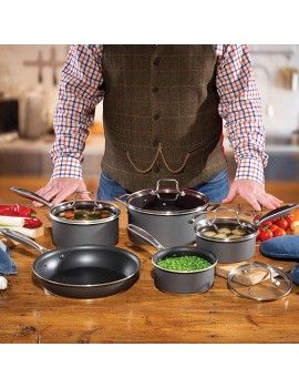 Hairy Bikers CKW2103 5 Piece Set with Lids 16cm 18cm and 20cm Saucepans 28cm Frying Pan and 24cm Casserole Pot Non Stick Coating with Riveted Secure Handles Aluminium - B083JS75TFR