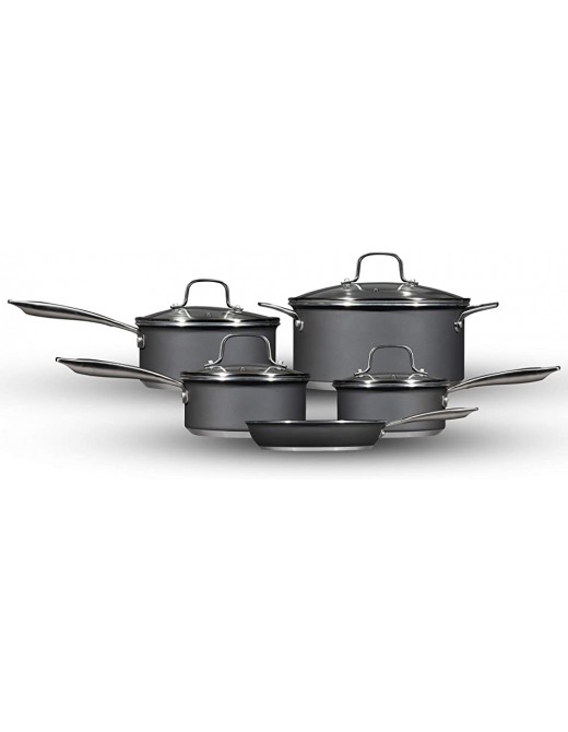 Hairy Bikers CKW2103 5 Piece Set with Lids 16cm 18cm and 20cm Saucepans 28cm Frying Pan and 24cm Casserole Pot Non Stick Coating with Riveted Secure Handles Aluminium - B083JS75TFR
