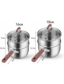 HULUWAWA Stainless Steel Double Boiler with Handle Cookware Food Steamer Home Kitchen Gas Stoves Induction Cooker Steamer Pans Size : 18cm - B07WDNR17KK