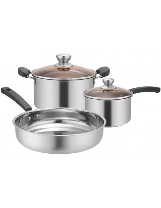 TWDYC 3pcs set Stainless Steel Pot Soup Pot Nonmagnetic Cooking Multi purpose Cookware Non Stick Pan Induction cooker Pot - B08TX3V2HLK
