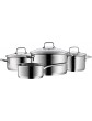 WMF Cookware Set 4-Pieces Astoria Pouring Rim Glass Lid Cromargan® Stainless Steel Brushed Suitable for All Stove Tops Including Induction Dishwasher-Safe - B003UU5K3YB