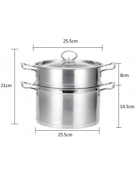 WSJTT Household 304 Stainless Steel Steamer Thickened Steamer 2 Layers Double Bottom Hot Pot Soup Pot Multi-purpose Cooker Induction Cooker Universal - B085BSS8Y9I
