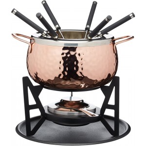 Artesa Fondue Set with Hammered Copper Finish in Gift Box Stainless Steel 6 Person - B013C957DUV