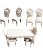 Dibiao Miniature Dinning Table Chair Model Set 7pcs Plastic Kitchen Furniture Model Toy Dibiao Doll House Furniture Set for 1 12 Doll Houses - B09HTJWTM3V