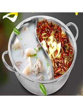 Double Stainless Steel Induction Casserole with Handle Chinese Fondue Hot Pot In Stainless Steel Hot Pot Yin and Yang Hot Pot for Induction Cooker - B08HZCL2T9Q
