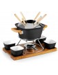 H&H Fonduta Set 15 Pieces for 6 People with 4 Ceramic Bowls Black - B07L9K1PJ2W