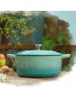 HQ2 Oversized 2.8L enamel steel soup pot with lid small soup pot for household use natural non-stick pan slow cooker lid about 1 to 3 people sea blue - B08BFXFR4GC