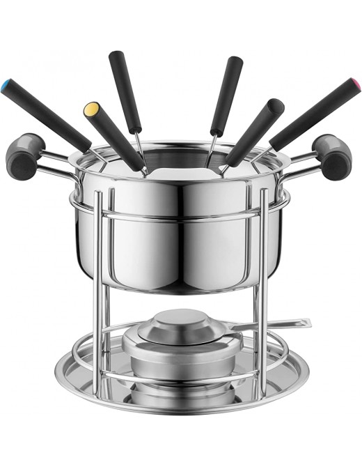 MÄSER 931933 6 People Ideal for Meat 11-Piece Set Including Forks and Fondue Burner in a Pretty Gift Box Stainless Steel Silver - B09MD54RXPQ