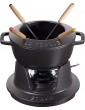 Staub Fondue Set with 4 Forks Suitable for Cheese Chocolate and Meat Fondue Cast Iron Black 16 cm - B01EZAFBMCO