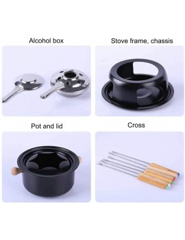 BE-STRONG Chocolate Or Cheese Deluxe Fondue Set Multifunctional Melting Pot with 6 Forks Carbon Steel Fondue Maker for Chocolate Or Cheese Lovers,Black - B09SFPZPR8I