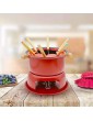 Cast Iron Meat Cheese Chocolate Fondue Set Multifunctional Carbon Steel Ice Cream Chocolate Cheese Hot Pot Melting Pot with Gel Fuel Burner,Red - B091V55VPYT