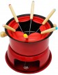 Cast Iron Meat Cheese Chocolate Fondue Set Multifunctional Carbon Steel Ice Cream Chocolate Cheese Hot Pot Melting Pot with Gel Fuel Burner,Red - B091V55VPYT