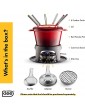 Cast Iron Meat Cheese Chocolate Fondue Set with 130Mml Capacity and Gel Fuel Burner Includes 6 Colour Coded Fondue Forks Great for Parties Weddings - B091N5B69YO