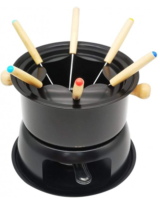 Cheese Fondue Pot Set Cheese Melting Pot Metal Stand With Stainless Steel Forks And Chrome Gel Burner Multifunctional Carbon Steel Pot - B08RJ3M2QTA