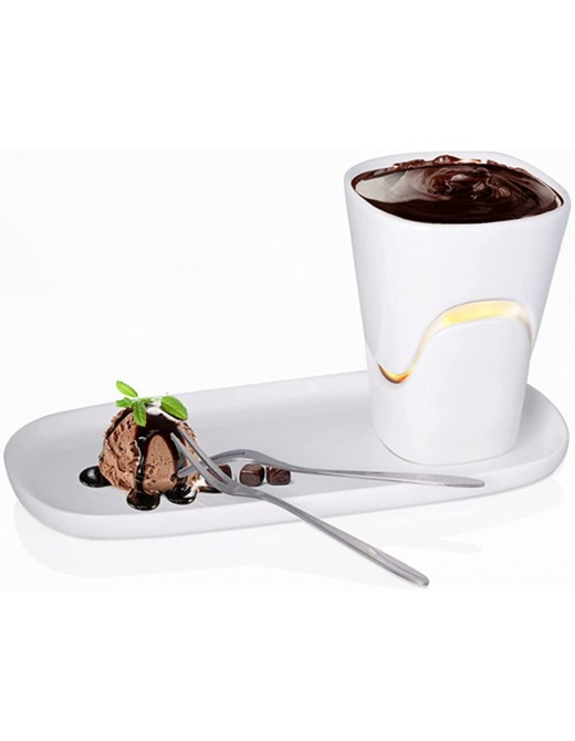 CHUANGRUN Ceramic Fondue Pot Set Chocolate Fondue and Cheese Fondue Set， with Tray Premium Tea Light Porcelain Melting Pot for Cheese Chocolate and Tapas - B09VDK3SKJM