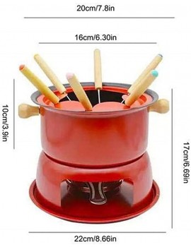 Fondue Set With 6 Forks,Suitable For Cheese,Chocolate And Meat Fondue,Cast Iron,Chocolate Fondue Maker Set Multifunction Carbon Steel Ice Cream Chocolate Cheese Hot Pot Melting Pot Fondue Set - B09YDB9BXXG