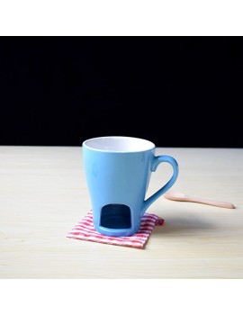 KJ586ZHU Ceramic Cheese Fondue Set，2Pcs Chocolate Fondue Cup With Forks Ice Cream Keep Warm Cup Kit For Home Cafe Blue 200MLColor:blue - B09TN5XQ4XX