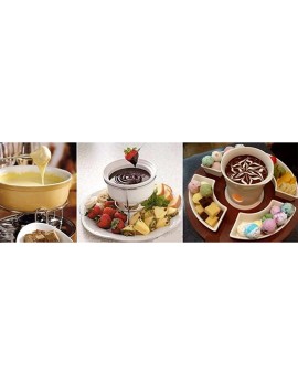 KJ586ZHU Ceramic Chocolate Hot Pot Ice Cream Fondues Cup Cheese Fondue Set With Fork Creative DIY Dessert Dipping Sauce Keep Warm Container For Coffee ShopColor:white - B09T2XJ9L4Q