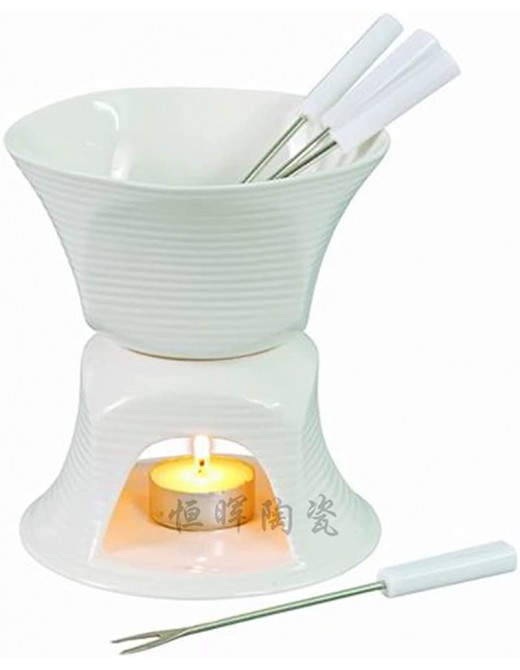 KJ586ZHU Chocolate Fondue Chocolate Fondue Set Cheese Hot Pot With Ceramic Pot And Stainless Steel Forks,Tea Light Candle Heating Keep Warm Melting FurnaceColor:white - B09VD3WV4LL