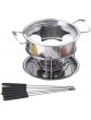 Stainless Steel Cheese Chocolate Fondue Set Melting Pot with  6 Forks & Fuel Burner - B09NVMW6MSJ