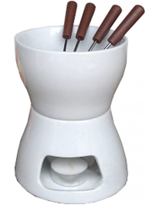 Vobajf Cheese Fondue Chocolate Cheese Fondue Pot Set Cheese Melting Pot With 4 Stainless Steel Forks Suitable For Home Restaurant And Café Meat Fondue Sets Color : White Size : 15x12cm - B099RGBMV3Z