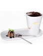 YUDIZWS Personal Cheese Chocolate Fondue Set for Home Restaurant And Cafe,Bone China Swiss Fondue Set with 2 Dipping Forks And A Dish,White - B09TT9DD1FU