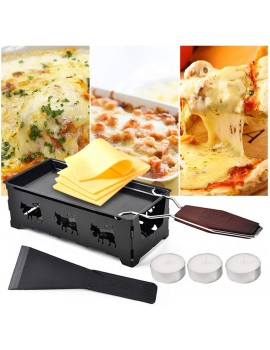 ZOYOL Mini Cheese Melter Stainless Steel Cheese Oven Fondue Set Wooden Handle Heat Resistant Cream Chocolate Baking Tray Fondue Pot Set - B08QGM4VTVY