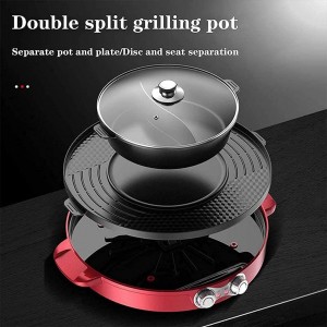 Bktmen Electric Griddle Indoor Pancake Griddle With Non-Stick Coating 2 In 1 Electric Pan Hot Pot Bbq Grill Large Capacity Household Electric Grill Smokeless Color : Red - B09FJBRKVSJ