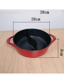 Hot Pot with Divider Stainless Steel Pot for Electric Induction Cooktop Gas Stove Cooking Pot Double Ear Duck Fondue Hot Pot Cooking Pot - B09HH1VFNHB