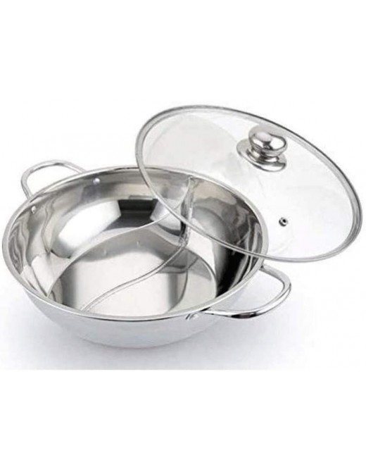 Hot Pot with Divider Stainless Steel Pot for Electric Induction Cooktop Gas Stove Cooking Pot Double Ear Duck Fondue Hot Pot Cooking Pot - B09HH5V457Q