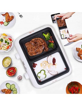 Linjolly Multifunction Electric Griddle Indoor Portable Barbecue Non-stick Electric Hot Barbecue Machine 1400 W White - B09DVV5S67N