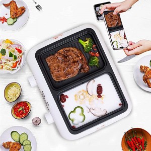 Linjolly Multifunction Electric Griddle Indoor Portable Barbecue Non-stick Electric Hot Barbecue Machine 1400 W White - B09DVV5S67N