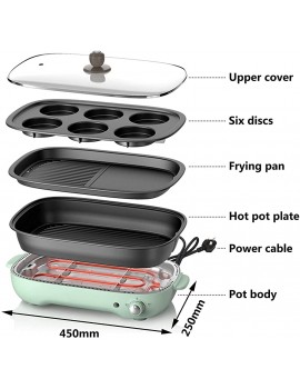 Linjolly Multifunction Electric Grill Detachable and Easy to Clean Cooking 4l Hot Frying Pan + 6 Discs 1200 W 220 V - B09F6QZMWVL