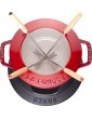 Staub Fondue Set with 4 Forks Suitable for Cheese Chocolate and Meat Fondue Cast Iron Cherry Red 16 cm - B01EZAGIVKJ
