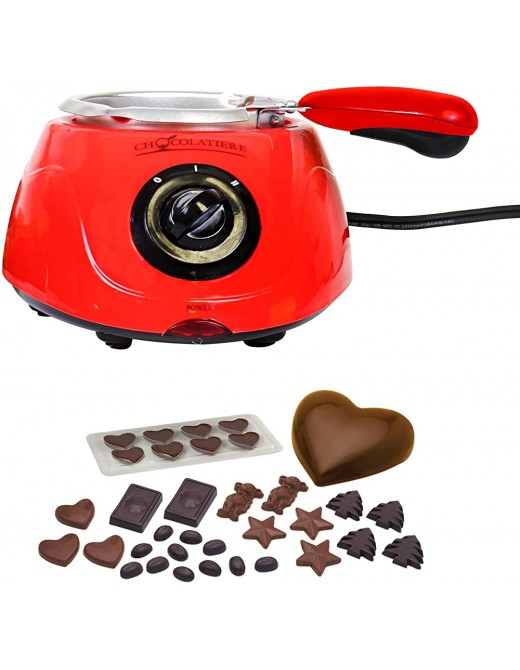 Total Chef Chocolatiere Electric Melter for Chocolate and Candy Melts 8.8 oz 250 g Fondue Pot DIY Candy Maker with 32-Piece Accessory Kit for Dessert Special Occasion Romantic Dinner Red - B08RDWYW99V