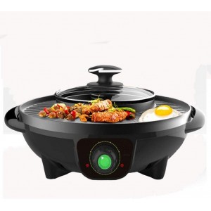WMMCM BBQ The Electric Korean Barbecue Hot Pot Maifan Stone Multi-Function And Hot Pot Tabletop Grill And Fondue With Ceramic Coating 2200W [Energy Class A] - B08DKVMT3JY